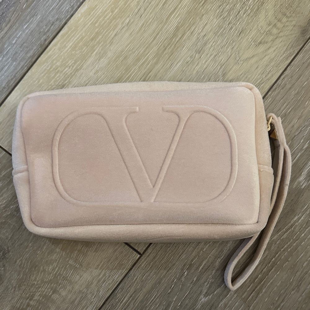 Valentino Blush Pink Suede Wristlet Clutch